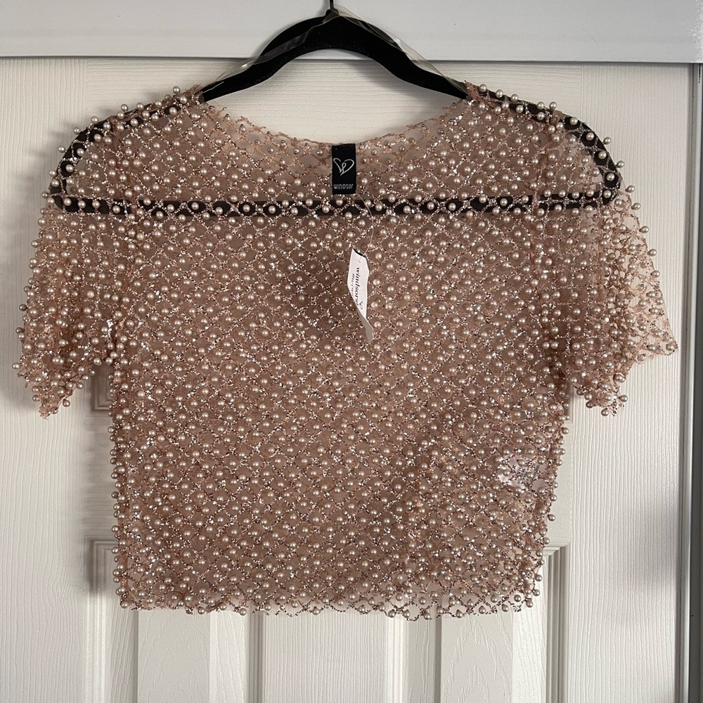 Windsor NWT Rose Gold Pearl Sparkly Top
